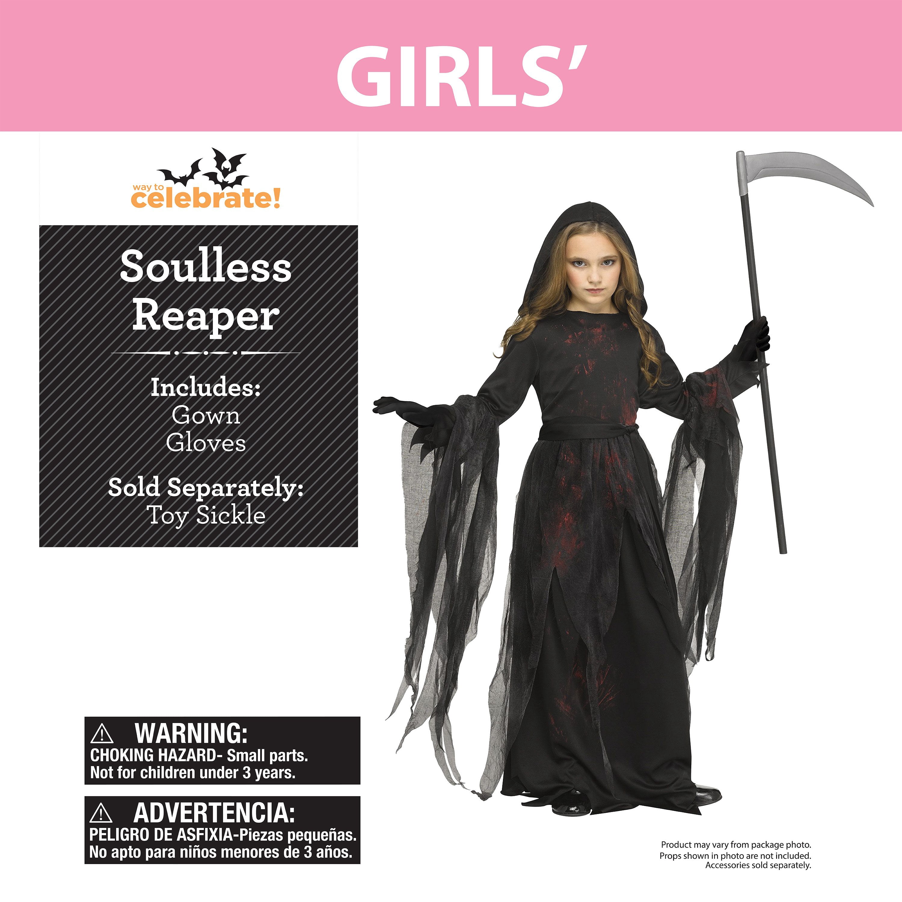 Soulless Reaper Halloween Costume for Children, Girls' Size L (10/12), by Way to Celebrate