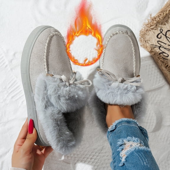 Boots for Women Winter Boot 2025 Snow Boots Warm Ankle Booties Slip On Fur Lined Comfortable Fashion Casual Loafers Shoes ,Winter Warm Booties Anti-Slip Thermal Shoes for Women,Size 42