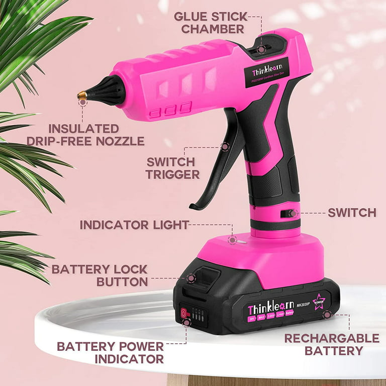 Pink Power Aqua Splash Dual Temp Full Size Glue Gun Kit & Glue Sticks 20ct