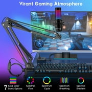 ZealSound RGB Microphone Boom Arm Stand, Adjustable Heavy Duty Metal Desk Mic Arm for Gaming, Streaming and Content Creation