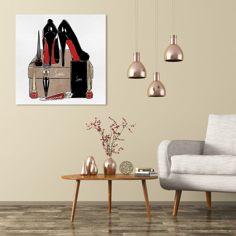 House of Hampton 'Fashion and Glam High Heel and Fashion Books Glam Stiletto Shoes' Canvas Art House of Hampton Size: 12 H x 12 W x 1 D