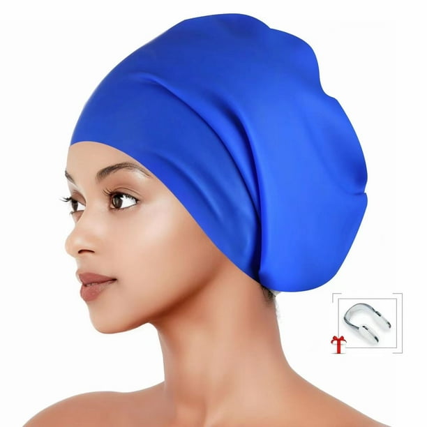 Large Swim Cap for Women Men, Waterproof Silicone Swimming Caps Ideal for Long Hair, Thick Curly