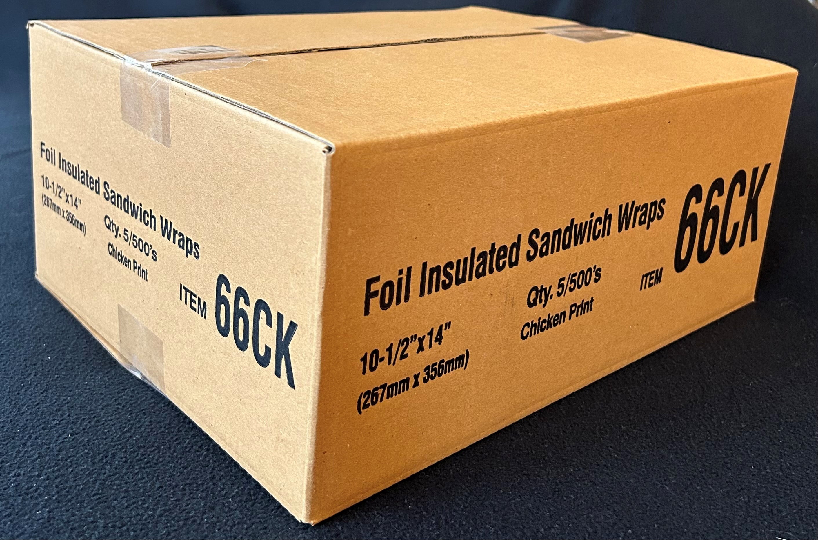 Insulated Foil Sandwich Wrap, 10.5" x 14" Sheets, Chicken Print, 2,500 Count