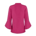 thumbnail image 6 of LYEAA V Neck 3/4 Sleeve Tops for Women Soft Washed Cotton Linen Crinkle Design Loose Fit Blouse Casual Office Beach Vacation Outfit Pink XXL, 6 of 6