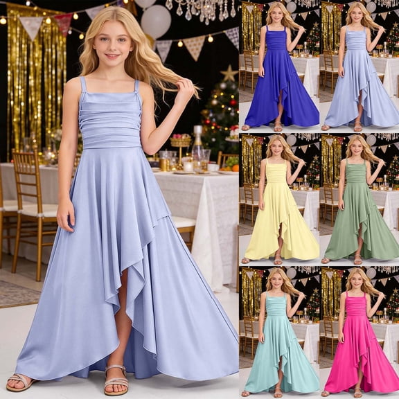Gunia Formal Dresses For Girls Ruffle Dress Asymmetrical Layered Party Gown Wedding Birthday Celebration Sundress Light Purple Dress For Girls 6-14 Years