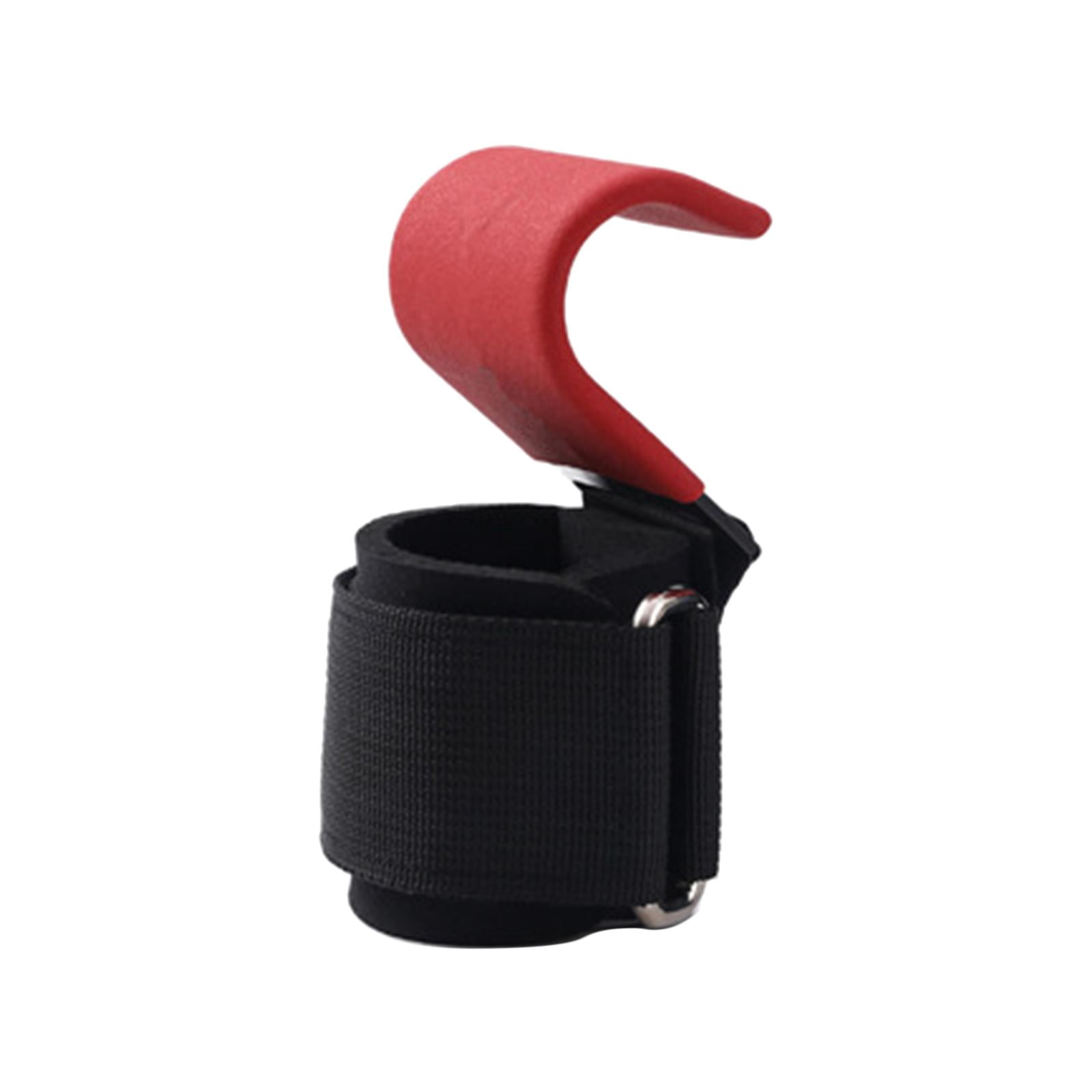DimyFew 2 Pieces Weight Lifting Hooks Portable Hand Grip Support Wrist Straps for Weight Red