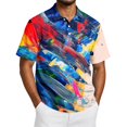 thumbnail image 2 of Men's Tie Dye Polo Shirts Short Sleeve Henley Button T Shirts Summer Vacation Causal Tees, M, 2 of 6