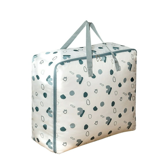 Oggfader Oxford Fabric Storage Bag for Clothes & Quilt - Large Capacity, Compression, Handles, Travel/Moving/Home Use, 50x35x22cm, Blue