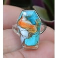 thumbnail image 2 of Oyster Copper Turquoise Gemstone Coffin Ring, Pure 925 Sterling Silver, Wedding Ring, Statement Ring, Beautiful Ring, Birthday Gifts For Women (Oyster Copper Turquoise), 2 of 6