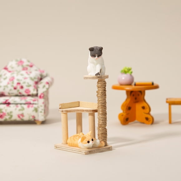 FONWILYO 1Set Miniature Cat Tree for New Year in Khaki 2.75x1.89x1.34in