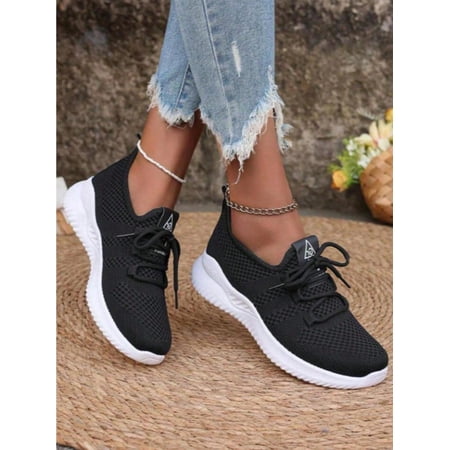 Women s Breathable Knit Sneakers – Casual Lace-Up Outdoor Shoes for Running & Daily Wear Women s Breathable Knit Sneakers – Casual Lace-Up Outdoor Shoes for Running & Daily Wear