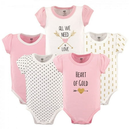 UPC: 0660168508741 | Hudson Baby Infant Girl Cotton Bodysuits 5pk Heart 0-3 Months