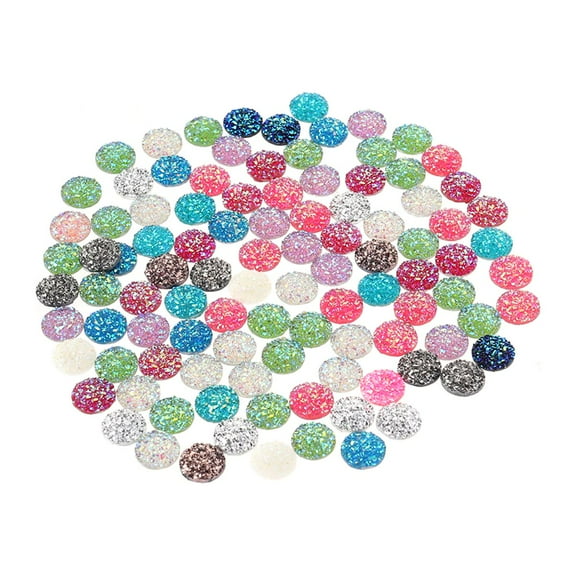 Toyandona 100Pcs DIY Flatback Cabochons Resin Gems for Hair Clip and Craft Use