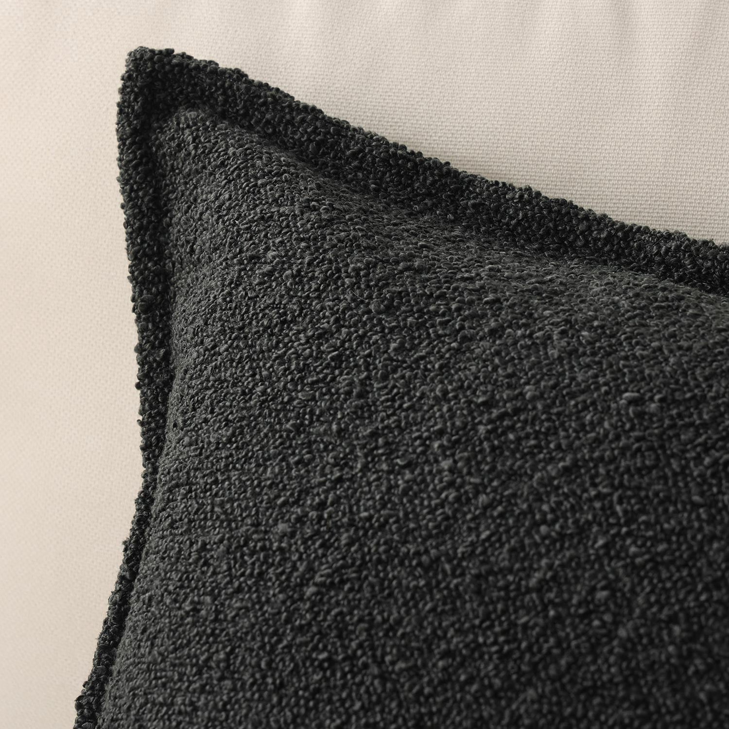 Phantoscope Terry Throw Pillow Square Decorative Pillow, 20"x 20", Black, 1 Pack