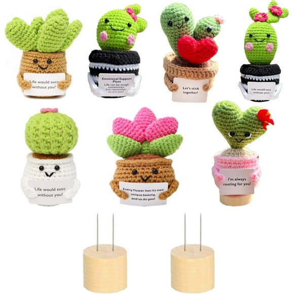 Handmade Emotional Support Dumpster Fire, Positive Emotional Support Crochet Toy Gift, Emotional Support Doll Plushies Adults Coworker with Card (Cactus)
