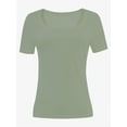 thumbnail image 2 of Women's Casual Short Sleeve Scoop Neck Summer Tops Ribbed Knit Slim Fit Tee Shirts, 2 of 5