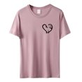 thumbnail image 4 of LUOGENLI T-shirts pour Femme pour Femmes T-Shirt Uni à Col Rond Cœur d'Amour Double Imprimé à Manches Courtes T-Shirt Haut T-shirts pour Femmes T-Shirt Graphique Vêtements d'Été S, 4 of 4