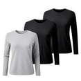 thumbnail image 3 of Women's Solid Color Round Neck T-Shirts 3-Pack, Comfortable Basic Layering Tees, Soft Casual Everyday Tops for Women, Essential Wardrobe Staples Rose Gold M, 3 of 3
