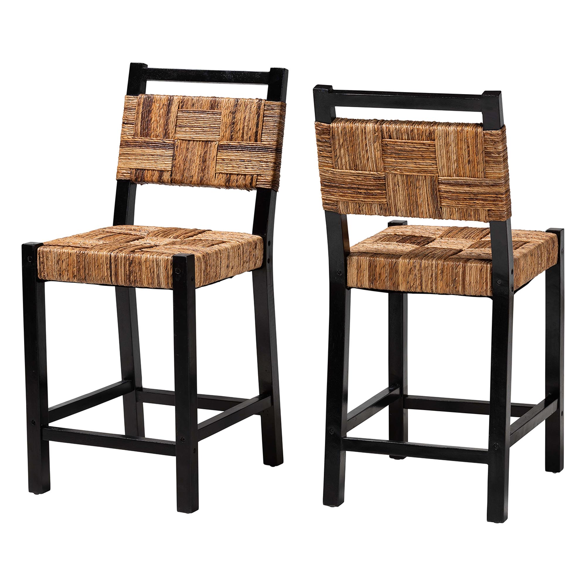 bali & pari Raniya Boho Counter Stool, 24" H, Natural Brown