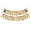 HAPPY HANUKKAH Letters Bunting Banner Decoration Linen Burlap Banner Swallowtail Pull Flag Party Supplies