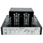 Rockville BluTube Tube Amplifier+6.5 Wood Bookshelf Speakers+36 Wood Stands + Rockville BLUE 14G50 OFC 14 Gauge 50 Foot 100% Copper Speaker Wire