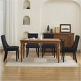 thumbnail image 3 of Set of 2 Upholstered Dining Chairs with Arms, Solid Wood Legs and Tufted Backrest, Black, 3 of 7