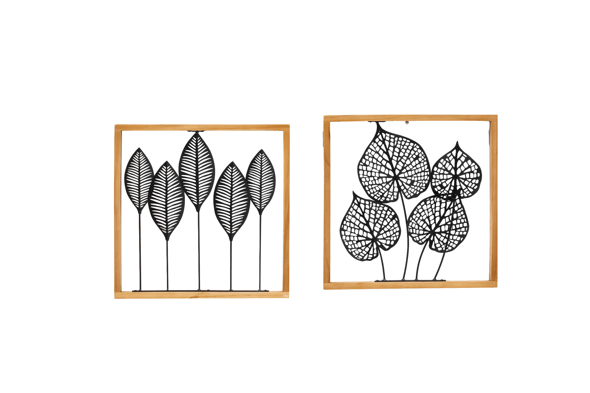 COZAYH Modern Wall Art Decor Set of 2, Metal Leaves Home Decorations