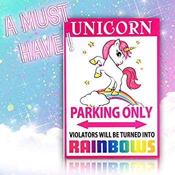 Funny Metal Unicorn Parking Only Wall Sign Rainbow Girls Bedroom Decor Gag Gift 