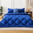 thumbnail image 6 of BDEUS 7 Pieces Comforter Set King，Bed in A bag，All Seasons Bedding sets with Comforter,Fitted Sheet,Flat Sheet,Pillowcases & Shames，dark blue, 6 of 13