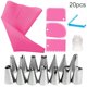 thumbnail image 1 of Juego de 20 boquillas reutilizables DIYOO para manga pastelera, raspador de crema, herramientas de decoración de pasteles, accesorios de cocina, color rosa, 1 of 8