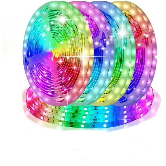 TYNZEO 65.6ft RGB LED Strip Lights Kit, Dimmable Color Changing Light Strip, 4 pcs 16.4ft Flexible LED Tape Light with Remote, 12V 20m Colored Strip with 600 LEDs 5050 for Bedroom, Living Room, Party