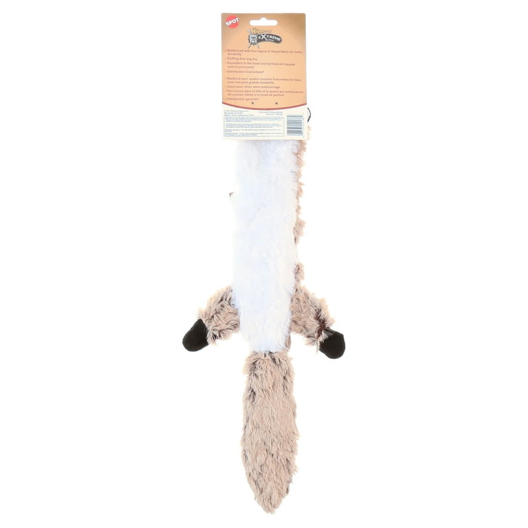 SPOT Skinneeez Extreme Quilted Raccoon Dog Toy, Stuffing Free with