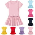 thumbnail image 1 of NJDVHB Robe d'Été pour Tout-Petit, Robe de Plage pour Fille, Robe de Fête pour Fille, Robe Plissée à Manches Courtes et Col Rond pour Fille à la Mode, Rouge, 140, 1 of 3