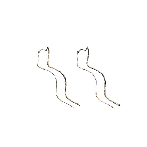 Pendientes de alambre de oreja de borla de galvanoplastia de oro estilo frío coreano pendientes de personalidad simple pendientes de temperamento metálico de nicho LingWen 9024715080059