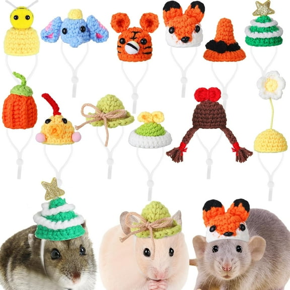 12Pcs Mini Hats for Snakes, Small Animals Guinea Pig Hat, Hamster Clothes Cute Tiny Rat Hat, for Snakes Pets Lizards Hamsters Bearded Dragons Holiday Party Costume Accessories