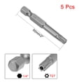 thumbnail image 2 of 5 piezas de punta de destornillador Torx de seguridad magnética T27 de 50 mm de longitud con vástago hexagonal de 1/4" de acero aleado S2, 2 of 4