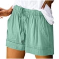 thumbnail image 1 of Diufon Womens Linen Shorts with Pockets Drawstring Elastic Waist Beach Vacation Trendy 2025 Summer Clothes, 1 of 7