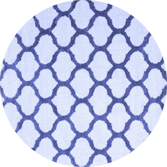 Ahgly Company Indoor Round Trellis Blue Contemporary Area Rugs, 6' Round