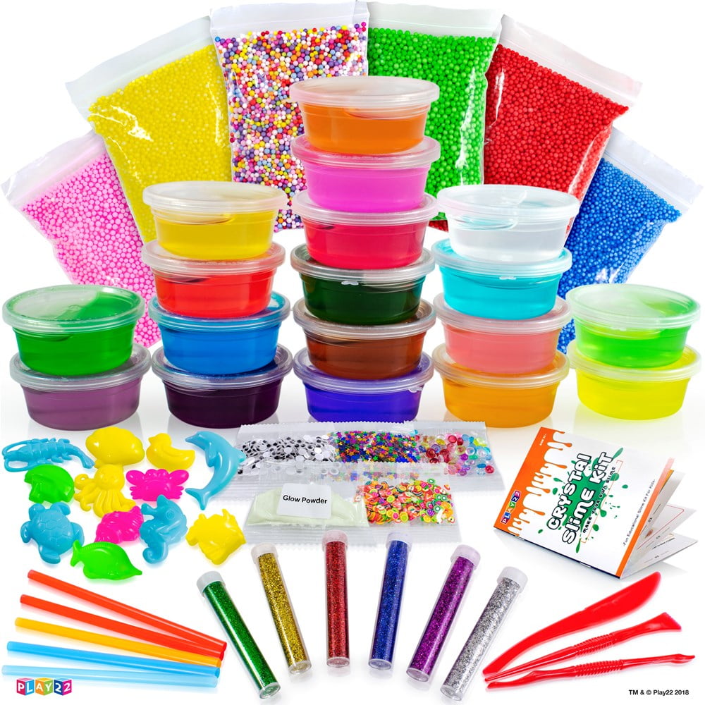 Play22USA DIY Slime Kit For Kids 18 Color Crystal Slime Making Kit