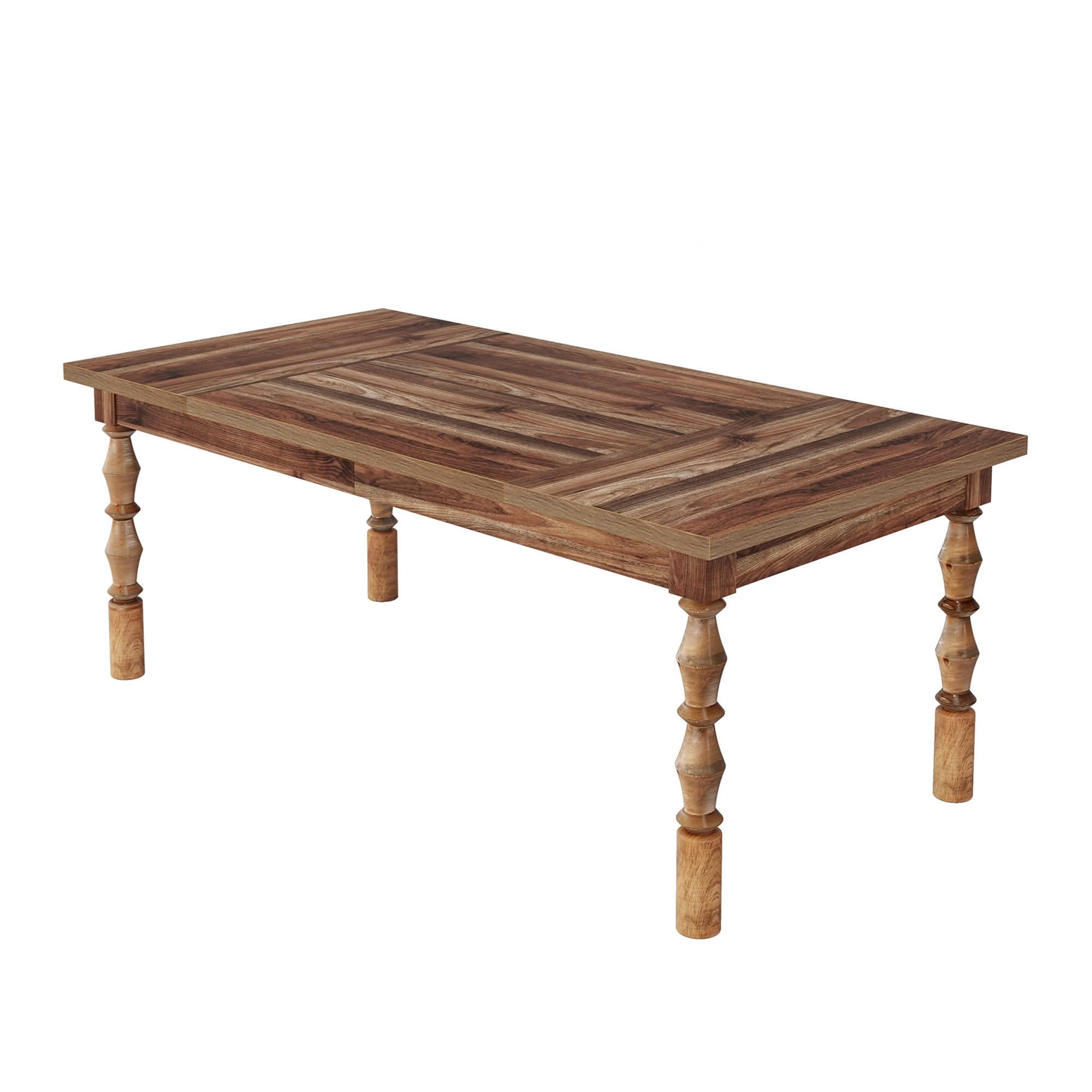 MAYEERTY 62 Inch Rectangular Dining Table, Walnut Kitchen Dinner Table with Carved Turned Legs for 4 to 6 People