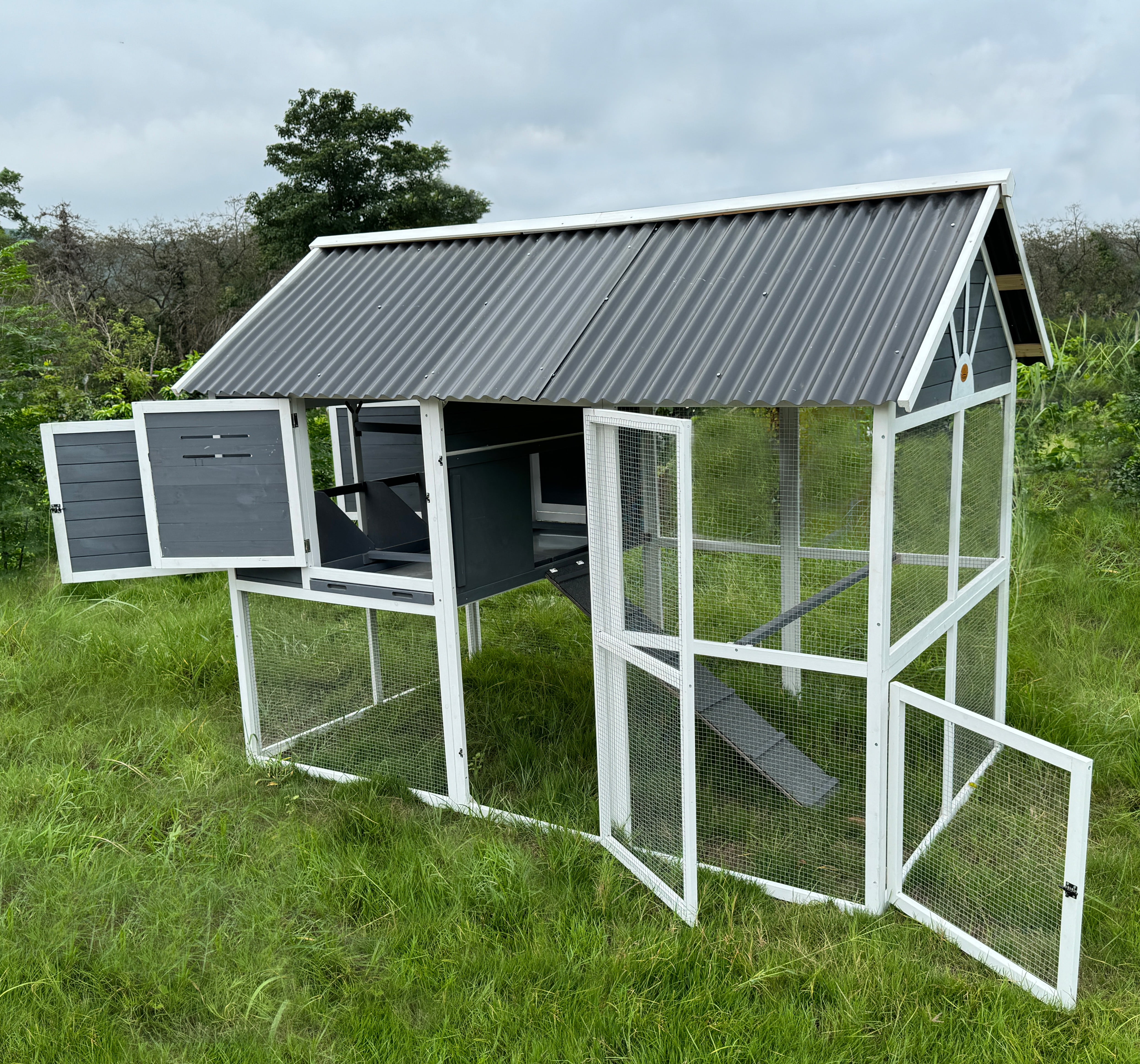 KennelMaster Walk In Chicken Coop With Run, 98L x 57W x 72H, Waterproof Roof