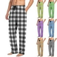 thumbnail image 5 of Fmbrln Mens Plaid Pajamas Pants Drawstring Elastic Waist Wide Leg Pajamas Pants with Pockets Fall Winter Soft Comfy Warm Sleepwear Pants Lounge Pants, 5 of 5