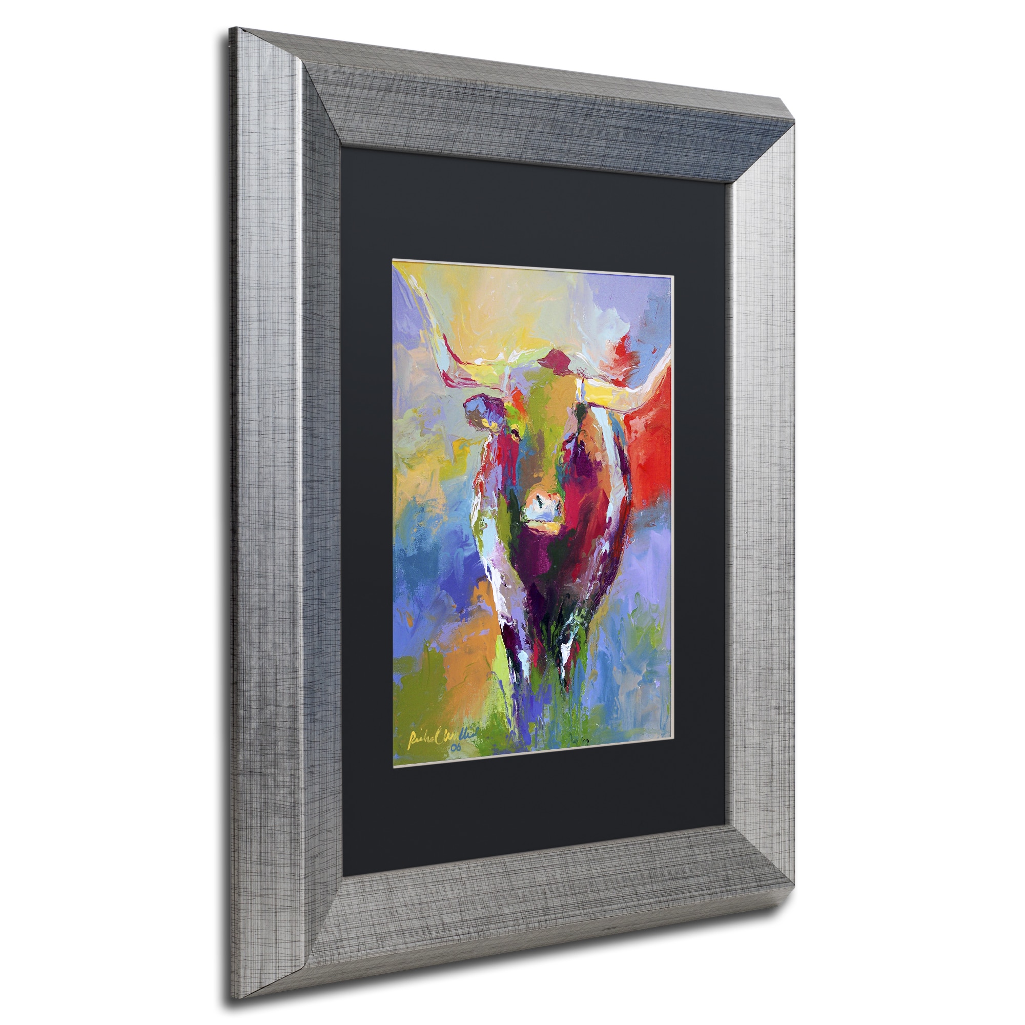 Richard Wallich 'Longhorn' Black Matted Framed Art