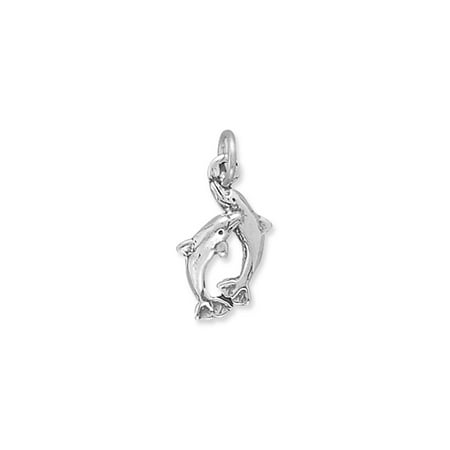 Sterling Silver Dolphin Charm - Two Playful Dolphins Charm Sterling Silver - Made in the USA