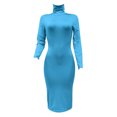 thumbnail image 5 of LYXSSBYX Long Sleeve Dresses Women Fashion Slim High Neck Long Dress Long Sleeve Pure Color Dress, 5 of 8