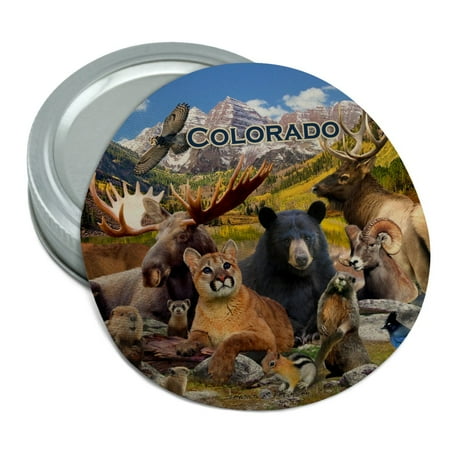

Colorado Mountains Lake Wildlife Animals Beer Moose Elk Cougar Round Rubber Non-Slip Jar Gripper Lid Opener
