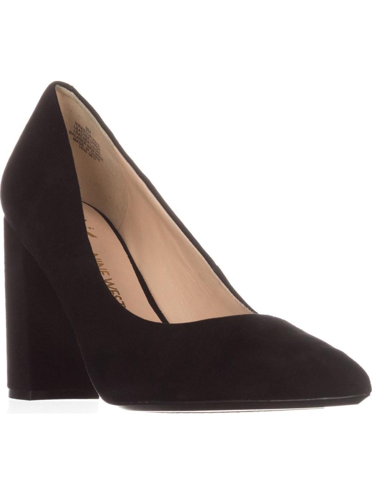 nine west black leather heels