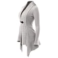 thumbnail image 2 of Cable Knit Asymmetrical Long Cardigan Women Sweater Female Casual Solid V-Neck Long Sleeve Winter LOVE DOCK, 2 of 5