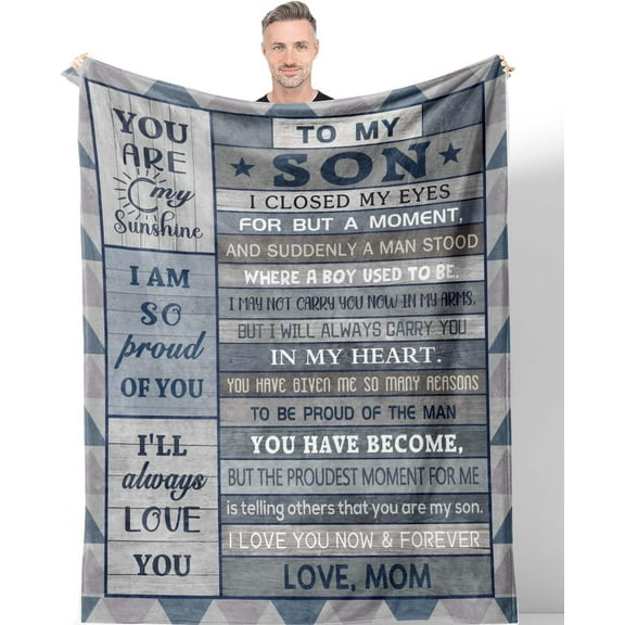 Gifts for Son Blanket 60"x 50", Son Gifts from Mom Dad, Sons Birthday Gift, Birthday Present for Sons, Son''s Gift for Graduation Christmas Valentines Fathers Day