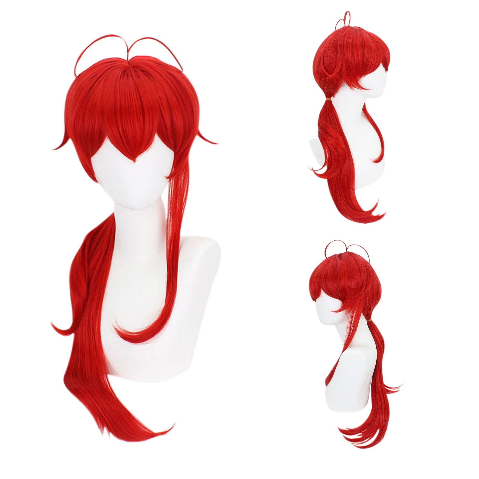 RKSTN Wigs Human Hair Red Ponytail Long Hair Cosplay Wig Modeling Up Wig Glueless Wigs